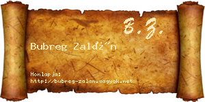 Bubreg Zalán névjegykártya